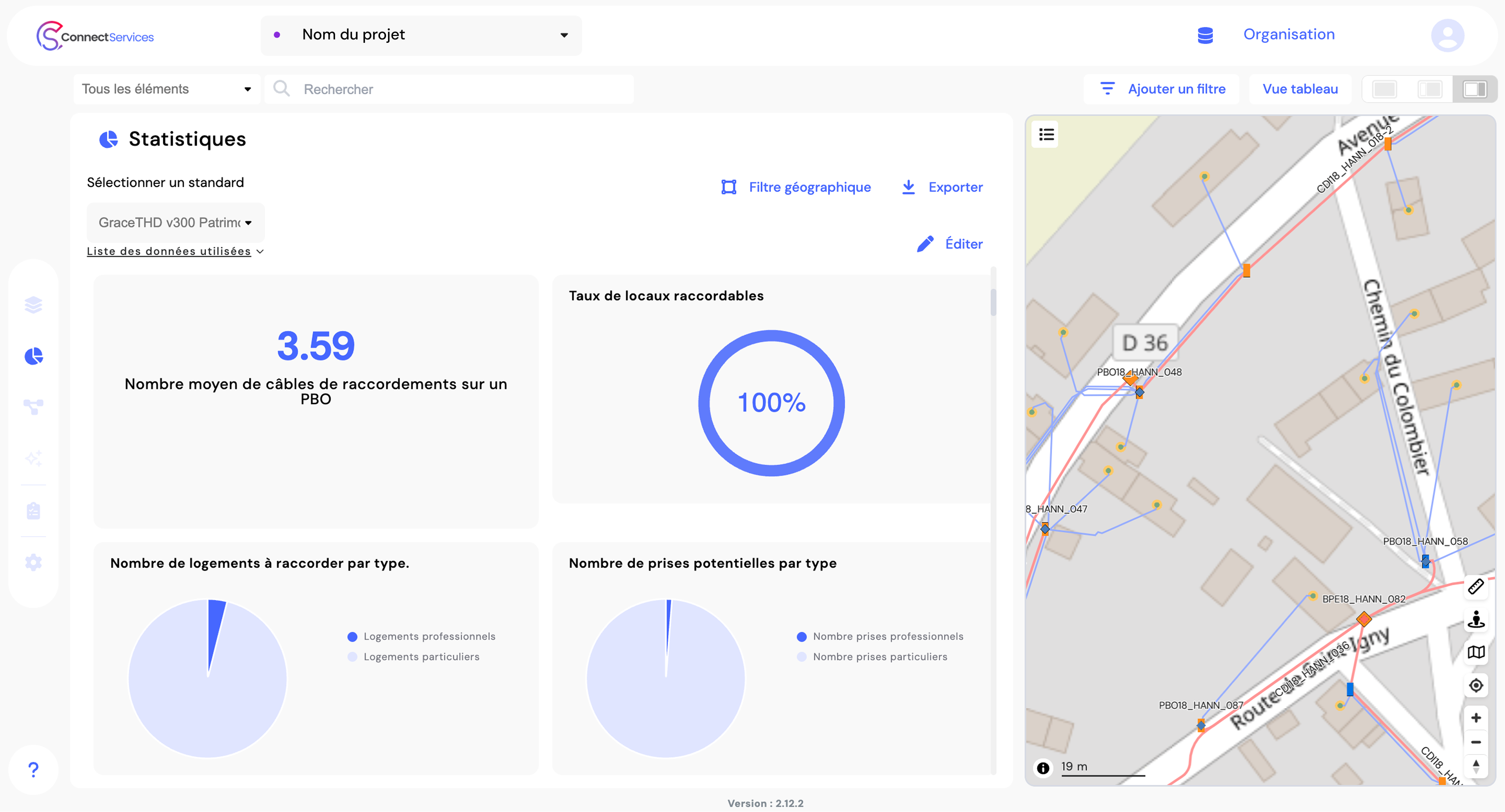 Captura de pantalla de la función de estadísticas de ConnectServices
